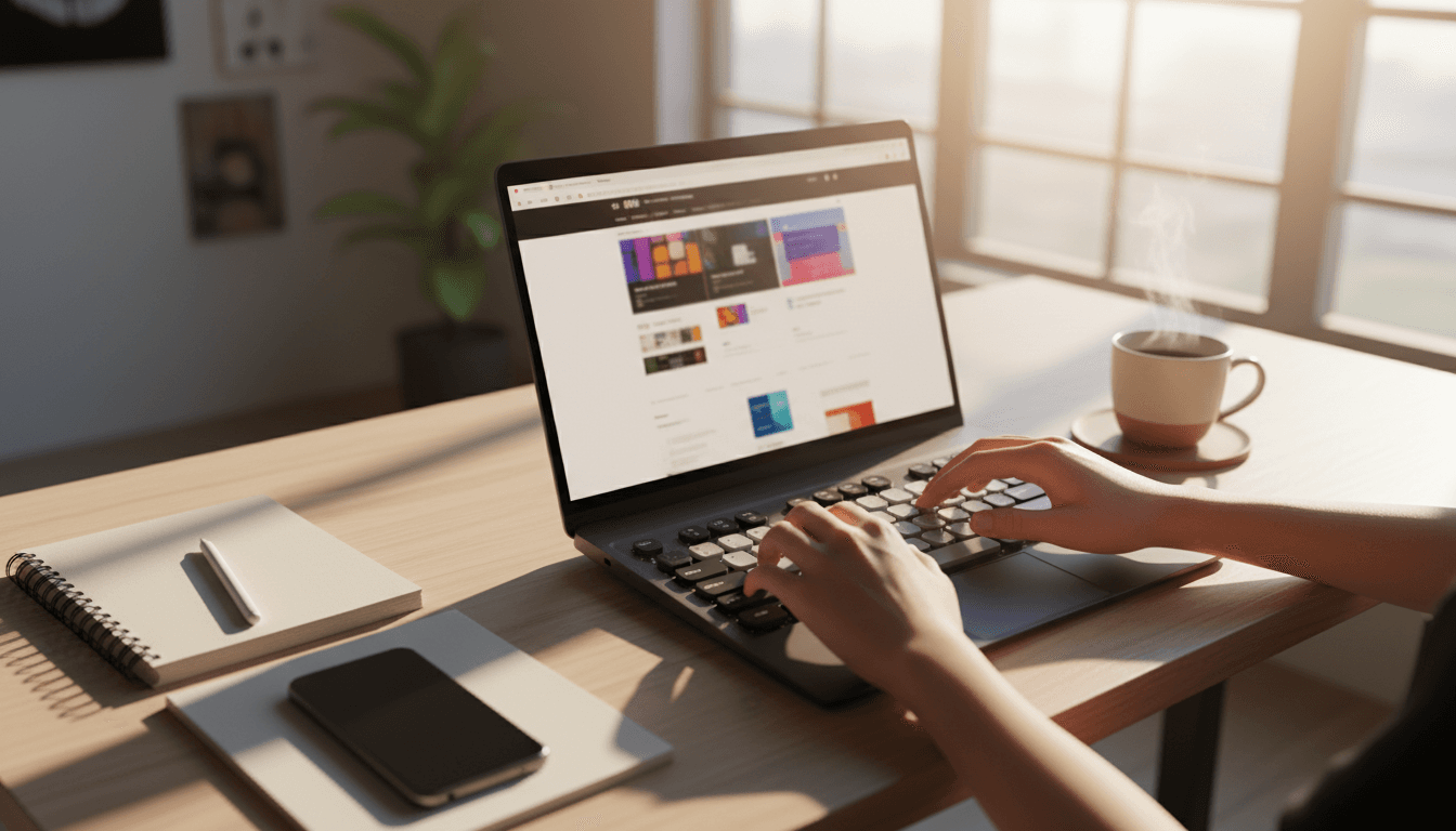Designer working on a website layout at a modern workspace